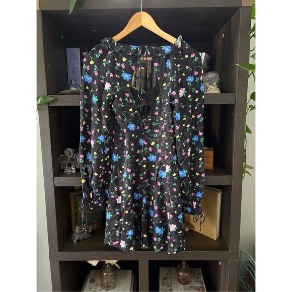 NWT For Love & Lemons Lexy Long Sleeve Black Floral Mini Size Small - Picture 5 of 9